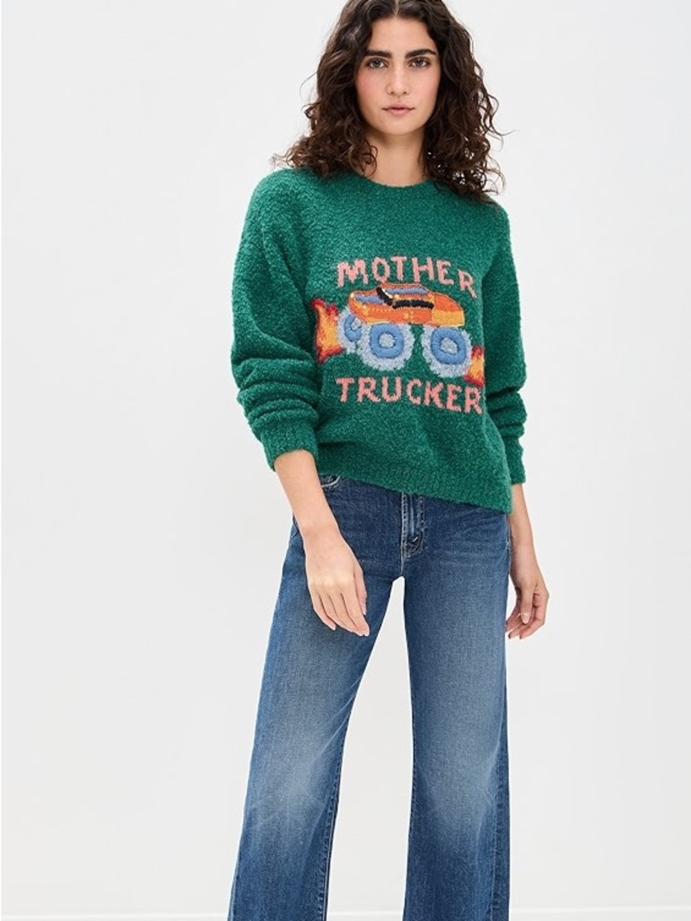 MOTHER Green 'Mother Trucker' Alpaca Sweater - Picture 2 of 6
